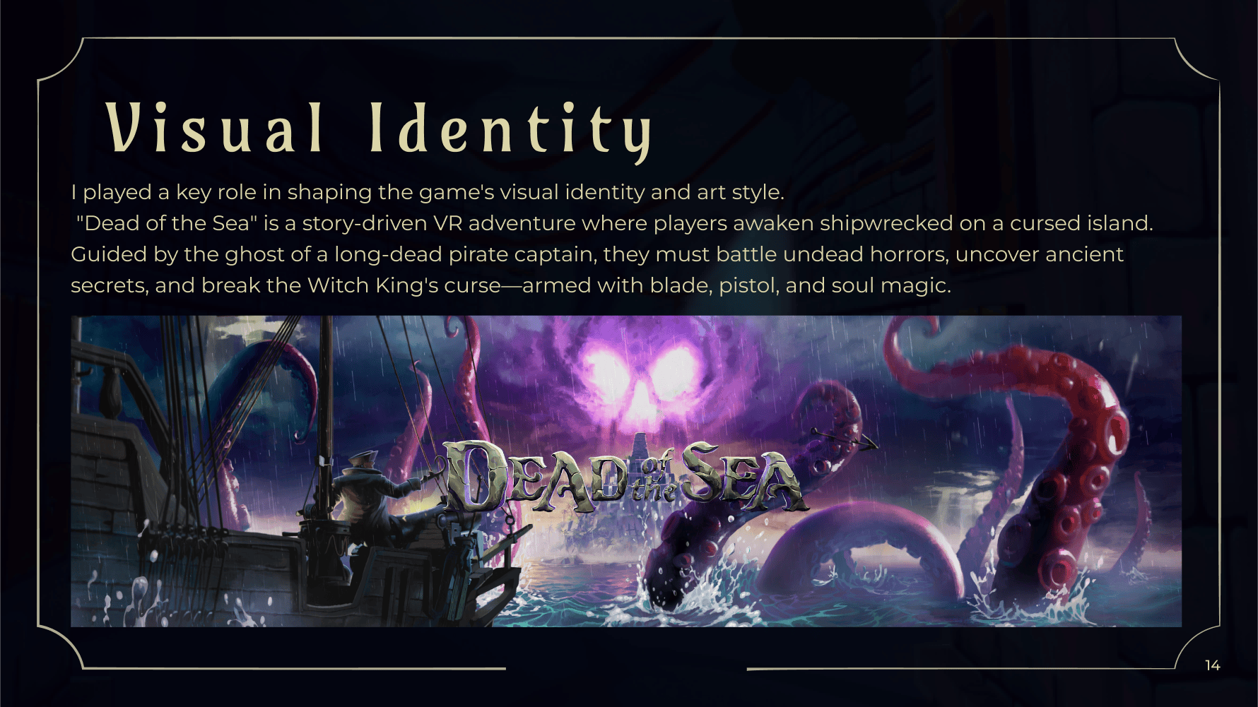 Visual identity board showing the Dead of the Sea key art and supernatural pirate world